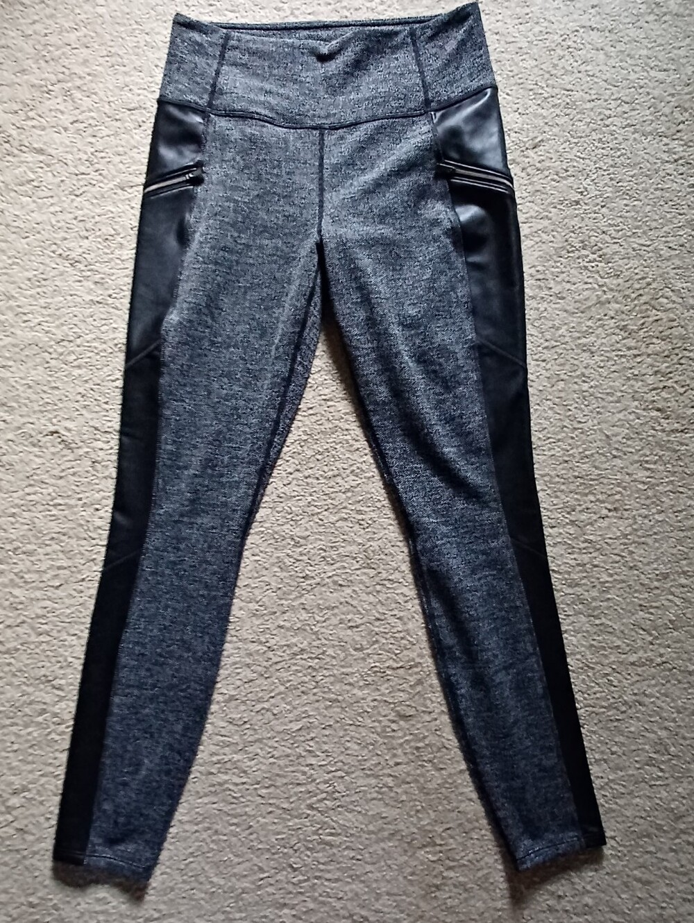 EUC Athleta Herringbone & Faux Leather Stretch Pants - Women's Size Medium